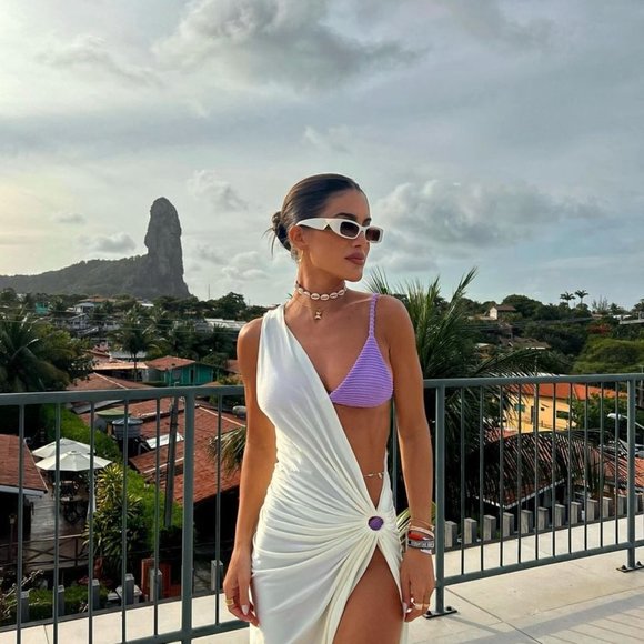 Maxi Beach Cover Up White Beach Ropa de Playa Beach Pareo Tunic Bikini Cover up - Picture 3 of 7